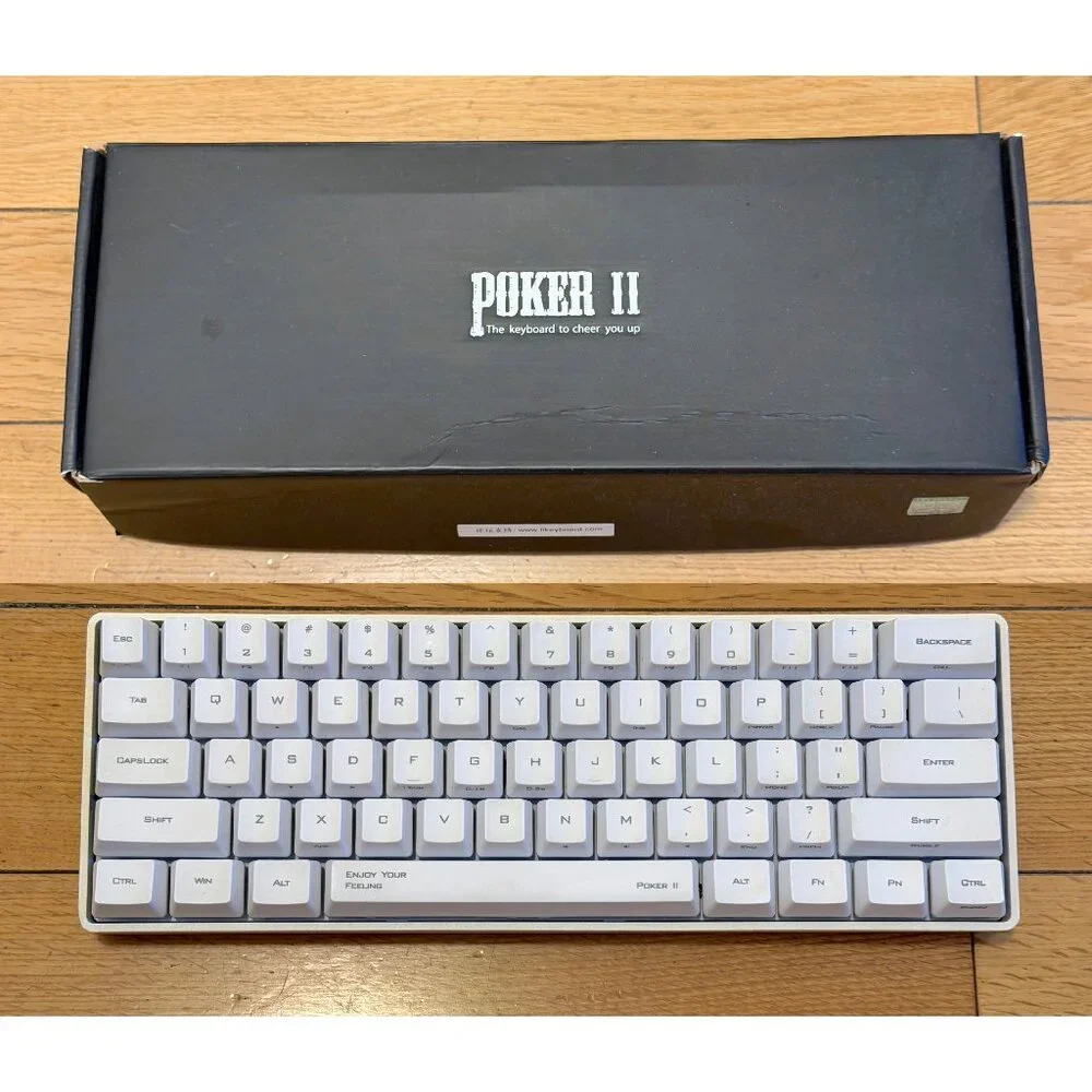 Poker II 2 60% White Mechanical Keyboard Cherry MX Clear White LEDs Backlit PBT